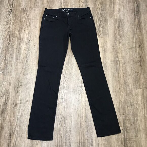 R U Blue Denim Jeans ~ Sz 29 ~ Black ~ Low Rise ~ 29" Inseam - Picture 2 of 7